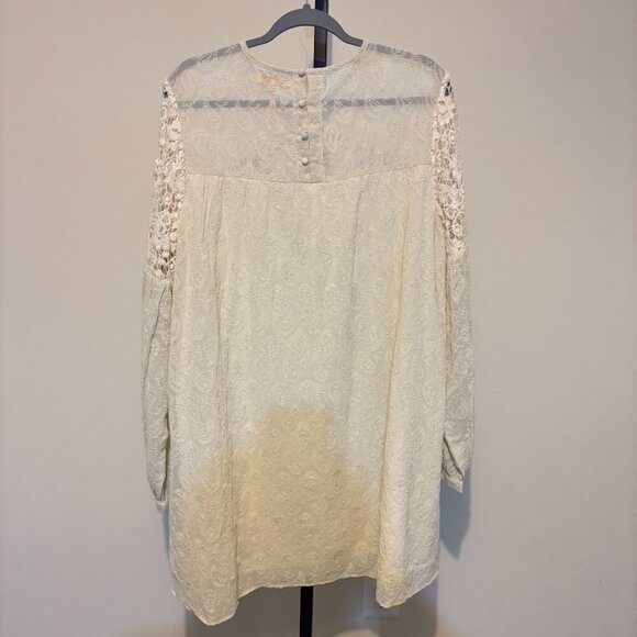 Anthropologie Verb Pallavi Singee Josephine Ivory Cream Lace Long Sleeve Dress - Picture 11 of 14